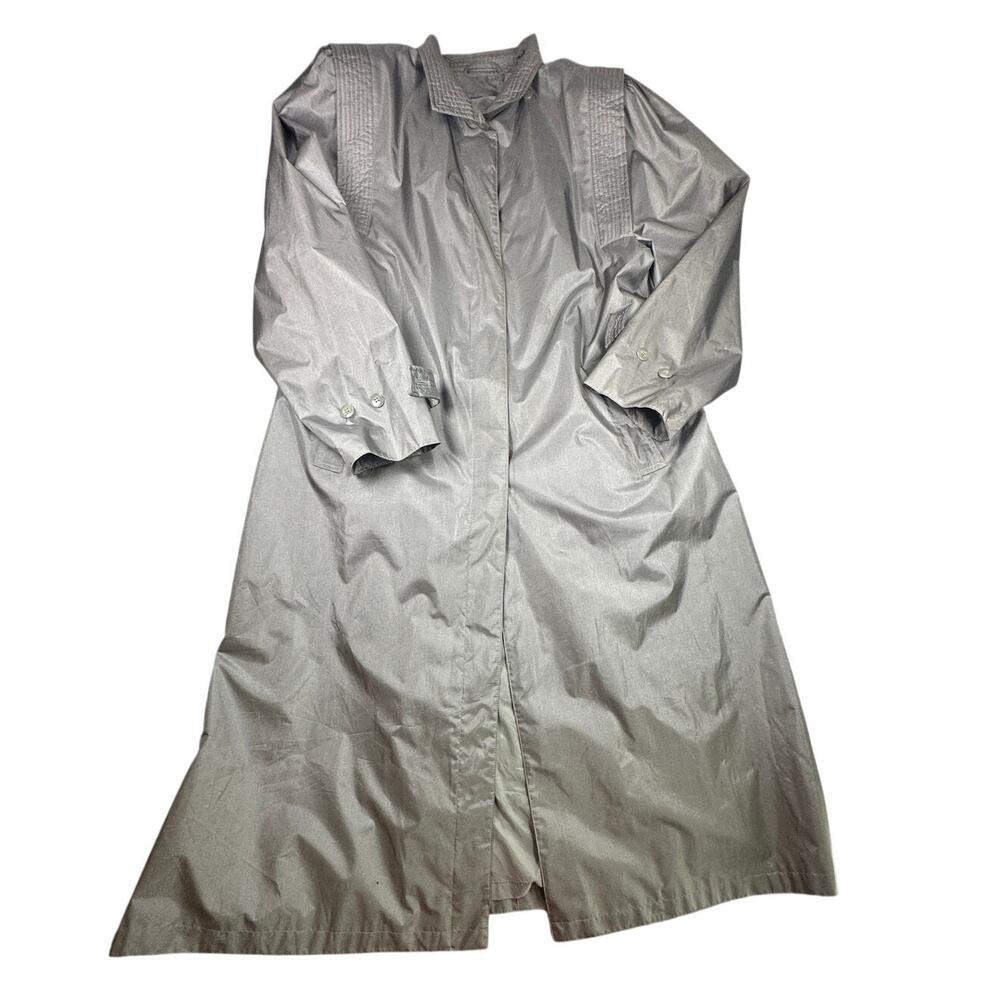 J. Gallery Trench Duster Coat Quilted Detachable Liner Vintage Gray